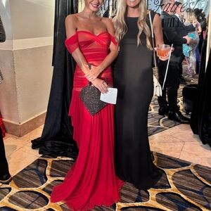 Norma Kamali Walter fishtail Red Evening Gown